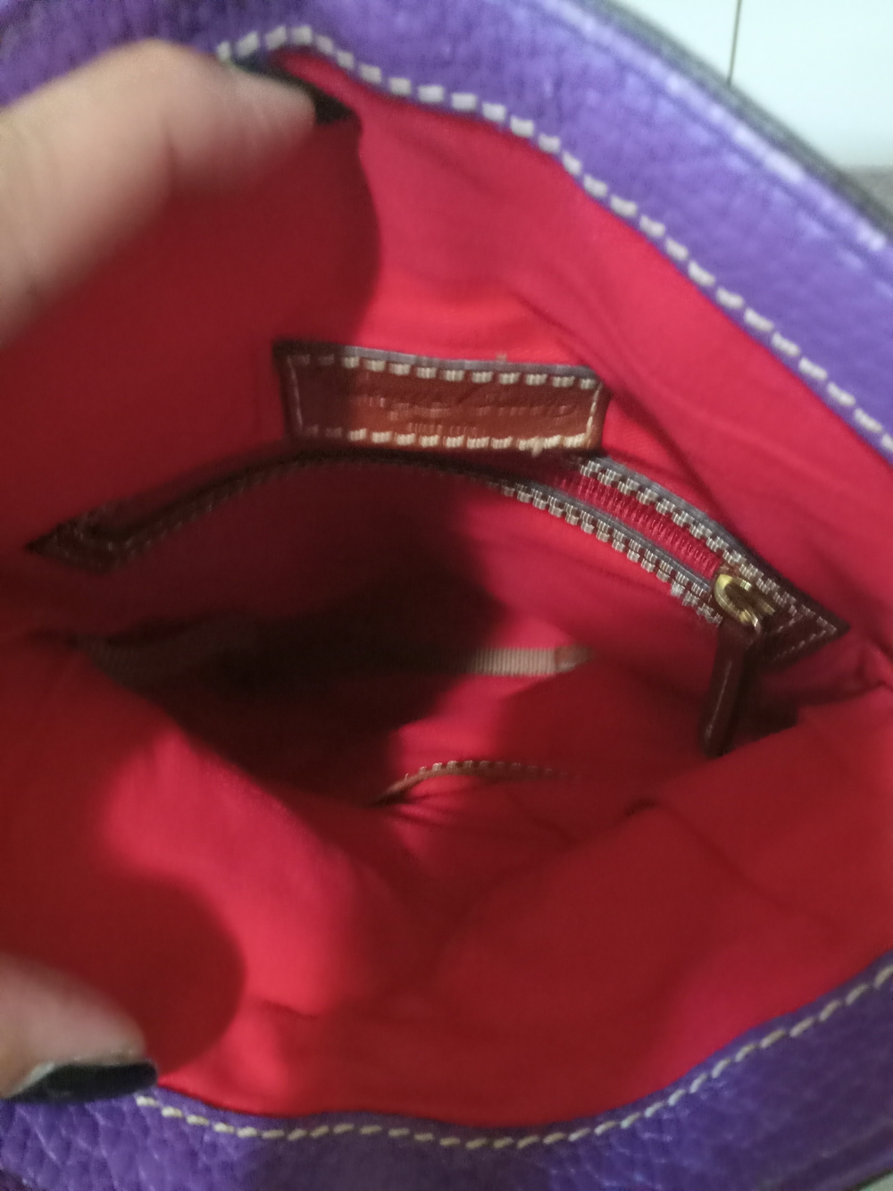 Dooney & Bourke Purple Pebbled Leather Crossbody Bag EUC - Picture 5 of 16